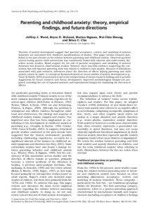 Journal of Child Psychology and Psychiatry 44:[removed]), pp 134–151  Parenting and childhood anxiety: theory, empirical