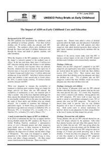 The Impact of AIDS on Early Childhood Care and Education