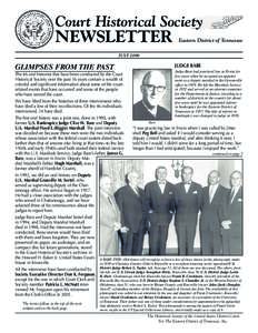 Court Historical Society  Newsletter Eastern District of Tennessee