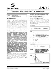 AN710 Antenna Circuit Design for RFID Applications Author: Youbok Lee, Ph.D. Microchip Technology Inc.