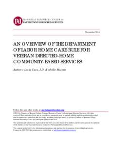 November[removed]AN OVERVIEW OF THE DEPARTMENT OF LABOR HOME CARE RULE FOR VETERAN DIRECTED-HOME COMMUNITY-BASED SERVICES