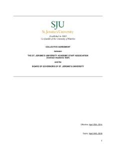 COLLECTIVE AGREEMENT between THE ST. JEROME’S UNIVERSITY ACADEMIC STAFF ASSOCIATION (Contract Academic Staff) and the BOARD OF GOVERNORS OF ST. JEROME’S UNIVERSITY