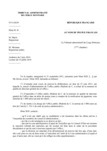TRIBUNAL ADMINISTRATIF DE CERGY-PONTOISE N°[removed]___________  RÉPUBLIQUE FRANÇAISE