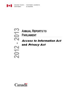 [removed]ANNUAL REPORTS TO PARLIAMENT Access to Information Act and Privacy Act