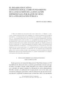 EL IDEARIO EDUCATIVO CONSTITUCIONAL COMO FUNDAMENTO DE LA EXCLUSIÓN DE LA EDUCACIÓN DIFERENCIADA POR RAZÓN DE SEXO DE LA FINANCIACIÓN PÚBLICA BENITO ALÁEZ CORRAL