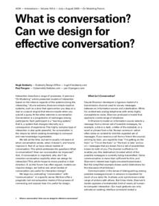 ACM — Interactions — Volume XVI.4 — July + August 2009 — On Modeling Forum  What is conversation? Can we design for effective conversation?
