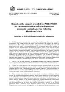 WORLD HEALTH ORGANIZATION FIFTY-THIRD WORLD HEALTH ASSEMBLY Agenda item 17 A53/INF.DOC[removed]May 2000