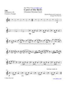 Sheet Music from www.mfiles.co.uk  Carol of the Bells Clar: Instruments in Bb