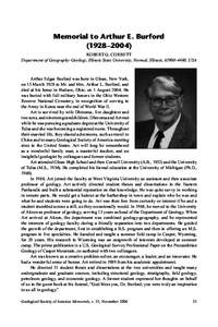 Memorial to Arthur E. Burford (1928–2004) ROBERT G. CORBETT Department of Geography-Geology, Illinois State University, Normal, Illinois, [removed], USA  Arthur Edgar Burford was born in Olean, New York,