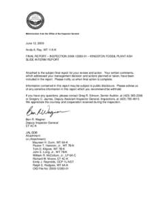 Tennessee River / Tennessee Valley Authority / 73rd United States Congress / United States Department of Energy / Kingston Fossil Plant / Fly ash / Ash pond / National Incident Management System / Sludge / Geography of the United States / Environment / Energy in the United States