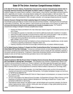 Federal assistance in the United States / United States Department of Education / Competitiveness / Business / AccountAbility / Innovation / Structure / Science / America COMPETES Act / International trade / American Competitiveness Initiative / Economy of the United States