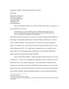 Aggregation, Partiality, and the Strong Beneficence Principle1 Dale Dorsey Department of Philosophy University of Alberta[removed]Humanities Centre Edmonton, Alberta