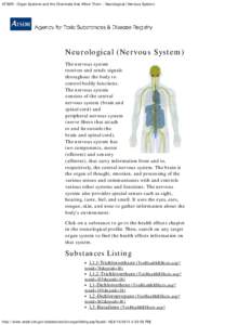 ATSDR - Organ Systems and the Chemicals that Affect Them - Neurological (Nervous System)