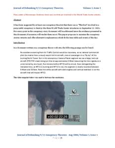 Journal of Debunking 9/11 Conspiracy Theories,  Volume 1, Issue 1 Fleas under a Microscope: Evidence there was no third jet involved in the World Trade Center attacks Abstract