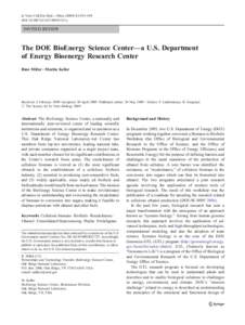 In Vitro Cell.Dev.Biol.—Plant[removed]:193–198 DOI[removed]s11627[removed]y INVITED REVIEW  The DOE BioEnergy Science Center—a U.S. Department