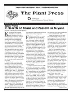Department of Botany & the U.S. National Herbarium  The Plant Press New Series - Vol[removed]No. 1  January-March 2009