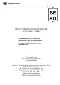 SE RG SUDAN ECONOMY RESEARCH GROUP DISCUSSION PAPERS  Peace Dividend and the Millennium