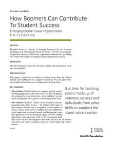 Research in Brief  How Boomers Can Contribute To Student Success Emerging Encore Career Opportunities In K-12 Education