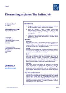 Clinical  Dismantling asylums: The Italian Job