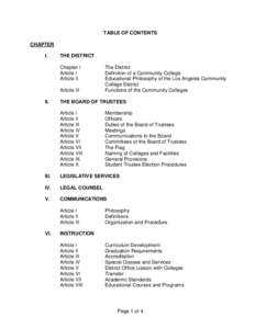 TABLE OF CONTENTS CHAPTER I. THE DISTRICT Chapter I