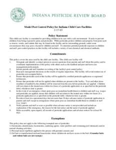 DRAFT Pest Control Policy for Indiana Childcare Facilities