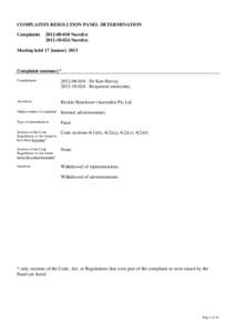 COMPLAINTS RESOLUTION PANEL DETERMINATION Complaints[removed]Nurofen[removed]Nurofen