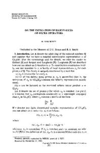 ROCKY MOUNTAIN JOURNAL OF MATHEMATICS Volume 15, Number 2, Spring 1985 ON THE ESTIMATION OF EIGENVALUES OF HECKE OPERATORS