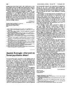 Political abuses of psychiatry / Soviet dissidents / Moscow Helsinki Watch Group / Medical ethics / Political repression in the Soviet Union / Anatoly Koryagin / Nitroglycerin / Political abuse of psychiatry in the Soviet Union / Transdermal patch / Medicine / Psychiatry / Health