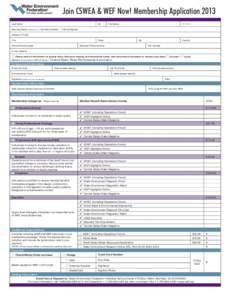 Join CSWEA & WEF Now! Membership Application 2013 Last Name MI  Business Name (if applicable)