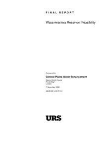 FINAL REPORT  Waianiwaniwa Reservoir Feasibility