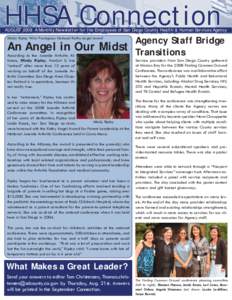 HHSA Connection  AUGUST 2008 A Monthly Newsletter for the Employees of San Diego County Health & Human Services Agency Mindy Ripley Wins Prestigious National Kathy Angel Award  An Angel in Our Midst