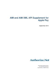 Title Page  AIM and AIM XML API Supplement for Apple Pay September 2014