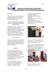 January – MarchIssue 2 Quarterly Newsletter Jan- March 2010 Integrated Palliative Care Unit, Banso Baptist Hospital