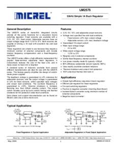 LM2575 52kHz Simple 1A Buck Regulator General Description  Features