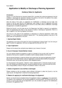 MDA1 Planning Application Form to Modify or Discharge a Planning Agreement