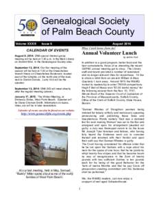 Genealogical Society of Palm Beach County Volume XXXIII Issue 6