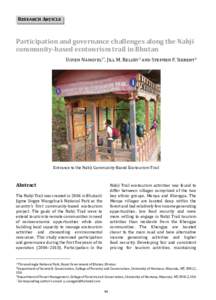 Research Article  Participation and governance challenges along the Nabji community-based ecotourism trail in Bhutan Ugyen Namgyel1*, Jill M. Belsky2 and Stephen F. Siebert3