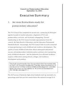 Council on Postsecondary Education September 16, 2001 Executive Summary 1.