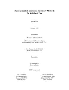 Development of Emissions Inventory Methods for Wildland Fire