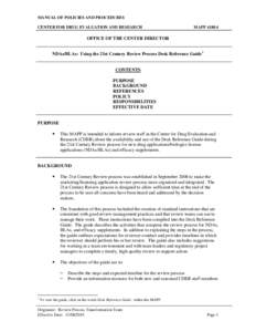 NDAs/BLAs:  Using the 21st Century Review Process Desk Reference Guide