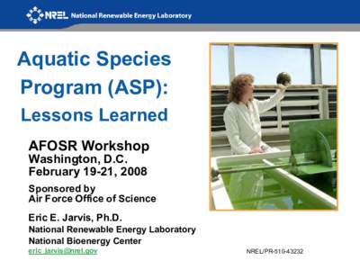 Aquatic Species Program (ASP): Lessons Learned (Presentation)