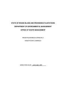 RI DEM/Waste Management- Solid Waste Regulation No. 2, Solid Waste Landfills