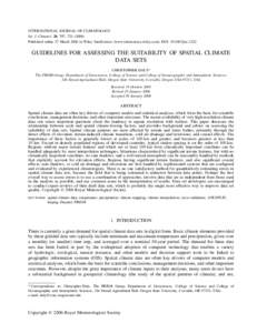 INTERNATIONAL JOURNAL OF CLIMATOLOGY Int. J. Climatol. 26: 707–Published online 27 March 2006 in Wiley InterScience (www.interscience.wiley.com). DOI: joc.1322 GUIDELINES FOR ASSESSING THE SUITABILIT