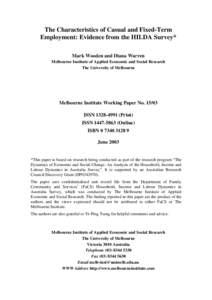 The Characteristics of Casual and Fixed-Term Employment: Evidence from the HILDA Survey* Mark Wooden and Diana Warren Melbourne Institute of Applied Economic and Social Research The University of Melbourne