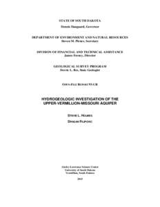 STATE OF SOUTH DAKOTA Dennis Daugaard, Governor DEPARTMENT OF ENVIRONMENT AND NATURAL RESOURCES Steven M. Pirner, Secretary