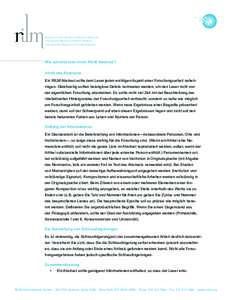 Répertoire International de Littérature Musicale International Repertory of Music Literature Internationales Repertorium der Musikliteratur Wie schreibt man einen RILM Abstract? Inhalt des Abstracts