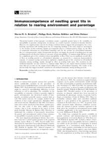 Immune system / Anatomy / Genes / Glycoproteins / Major histocompatibility complex / G factor / Immunocompetence / Bird nest / Great Tit / Biology / Zoology / Immunology