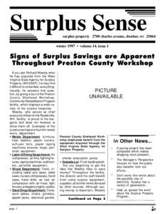 Surplus Sense  surplus property 2700 charles avenue, dunbar, wv[removed]winter 1997 • volume 14, issue 1