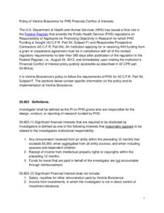 Microsoft Word - Ventria Bioscience PHS FCOI Policy