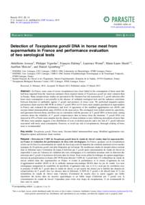 Parasite 2015, 22, 14 Ó A. Aroussi et al., published by EDP Sciences, 2015 DOI: parasiteRESEARCH ARTICLE